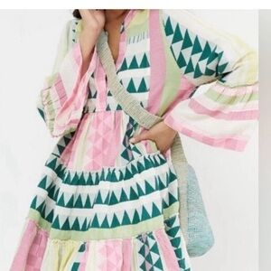 Devotion TWINS Ella Mini Tunic Swing Aztec Dress 100% Cotton vacation tropical